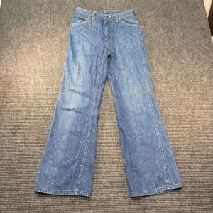 Vintage Maverick Blue Denim Flare Jeans High Rise Distressed Western 28x29